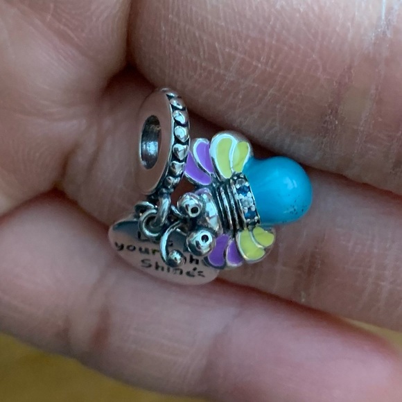 NWOT Glow in the Dark Firefly Dangle Charm 925 Sterling Silver Charm Bracelet - Picture 7 of 8